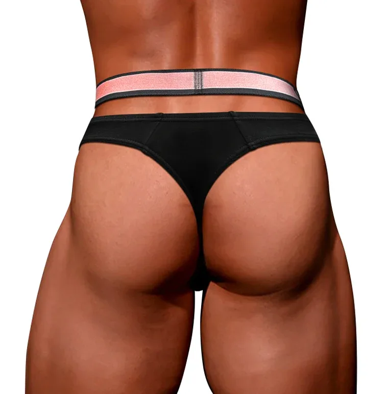 Trendy Little Triangle da uomo a vita bassa a vita bassa, vestibilità aderente, fascia elastica per sollevamento dell'anca, scollo a V sfumato rosa