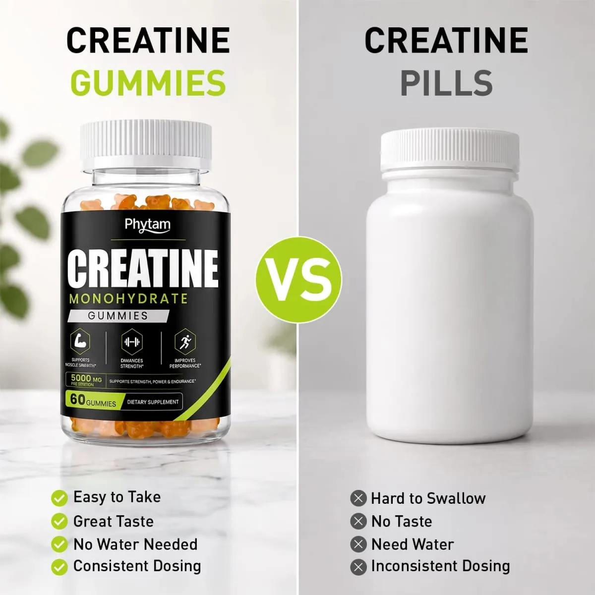 5000mg Creatine Monohydrate Bear Gummies 60 Count Chewable Daily Workout Nutrition Supplement Supports Athletic Performance & Muscle Maintenance — image 6