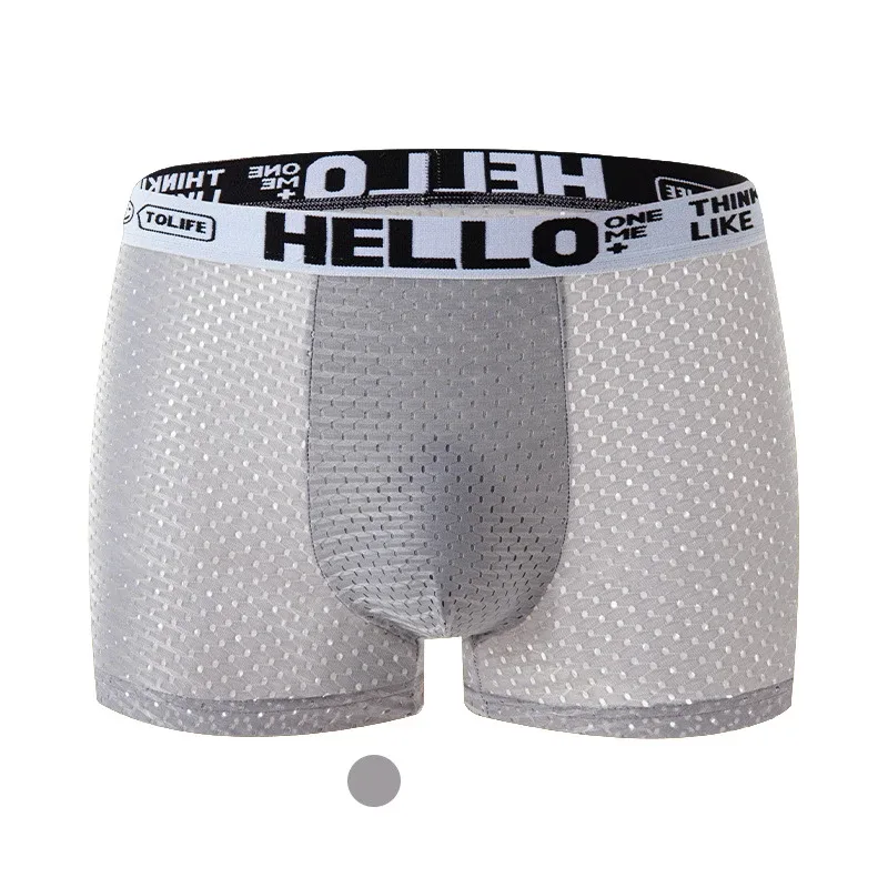 Mens Ice Silk Mesh Underwear Summer Breathable Mesh Cool Boxer Boxer Shorts for Men 45-90KG Anti-bacterial Light Thin Underpants