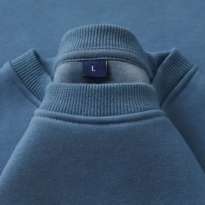 600G Cotton Plush Thickened Sweatshirt Thin Plush Heavyweight Solid Round Neck Sweater Autumn Winter Warm Sweater — image 15