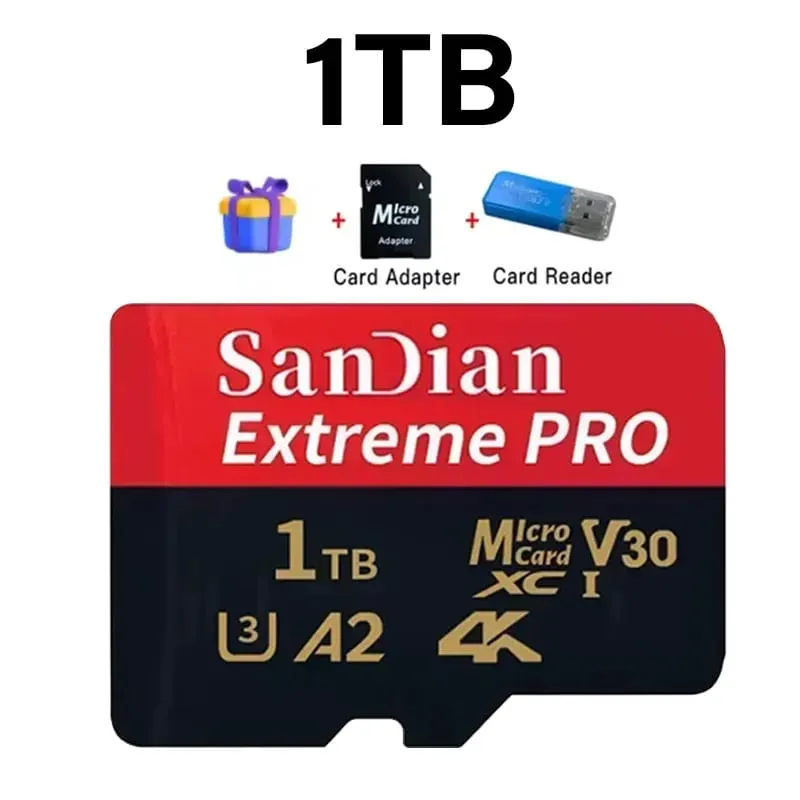 Class 10 U3 V30 Waterproof Memory SD Cards with USB Adapter 128GB 512GB High Speed Micro TF/SD Card for Phone Laptop Camera