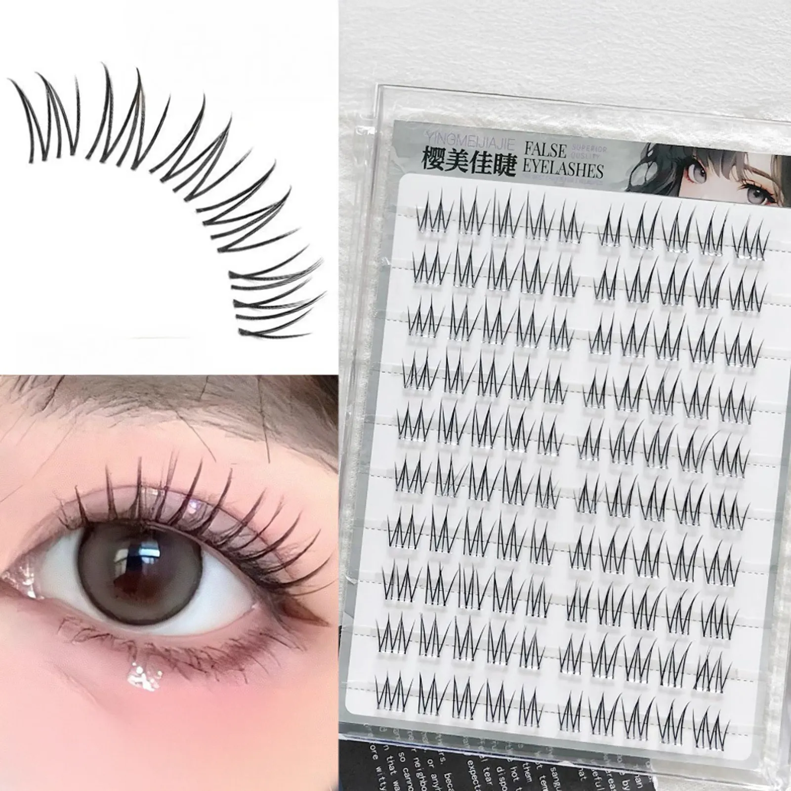 Glue-free Natural Korean False Eyelashes Clusters 6/10/20 Rows Curling Girl Group Eyelash Extension Perfect Daily Eye Makeup