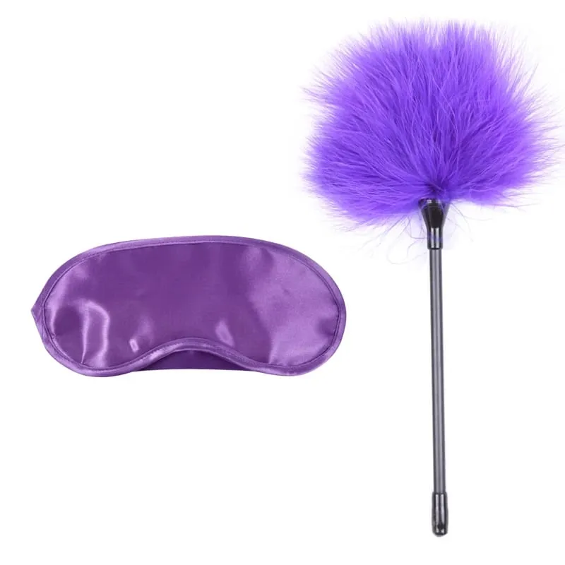 Mga Sex Toys Para sa Babae Bdsm Set Sexy Leather Plush Sex Toys Bondage Kit Mga Posas Feather Blindfold Fetish Flirt Goods Para sa Matanda