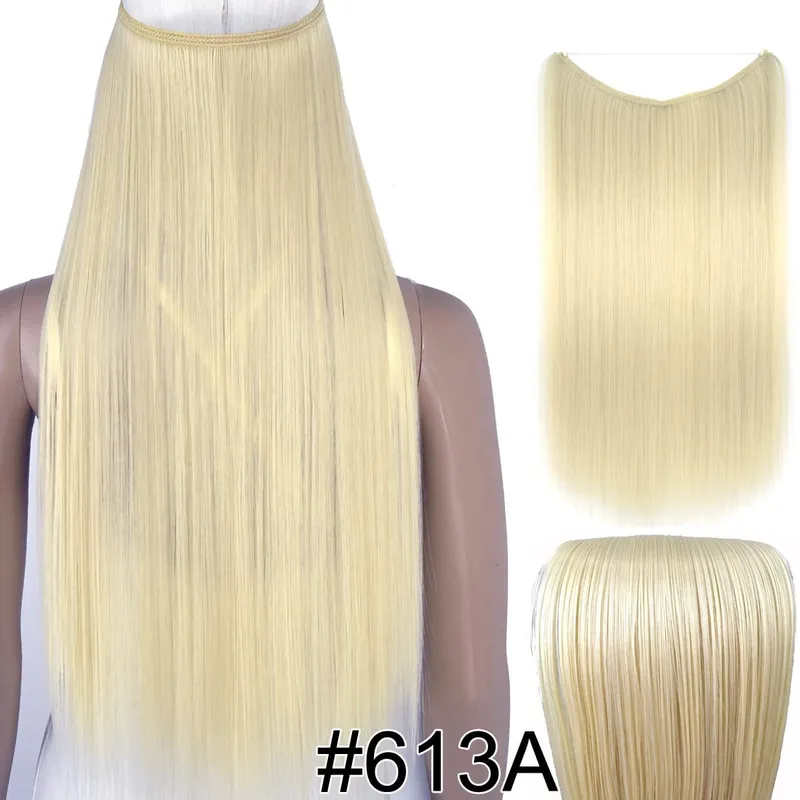 Synthetic Heat Resistant Hair Silky Straight Elasticity Invisible Wire Hair Extensions 8006