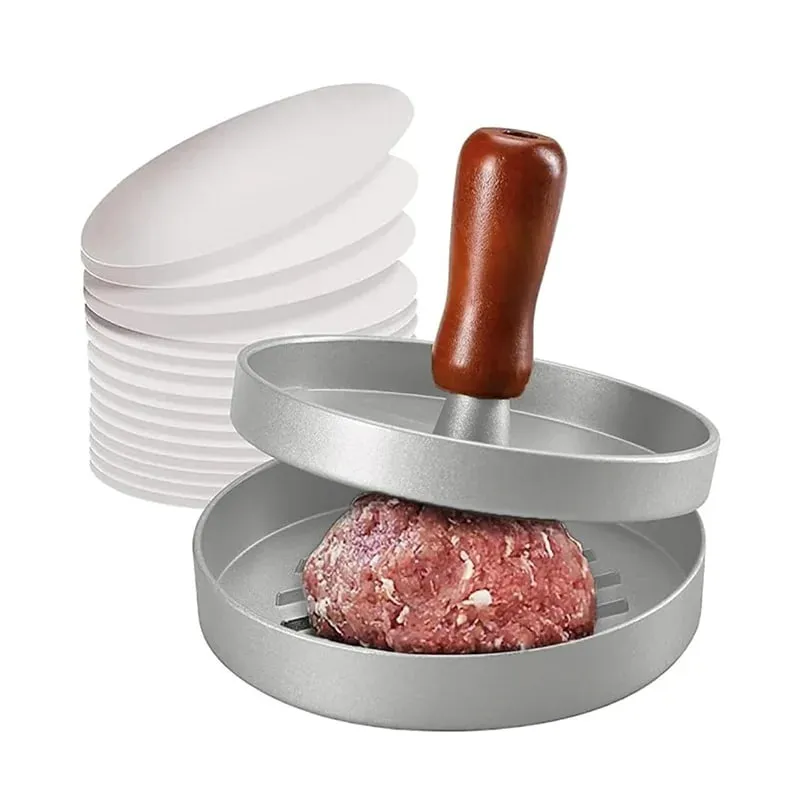 Burger Press Non-Stick Hamburger Patty Maker with Wax Paper Aluminum Burger Maker for Kitchen BBQ Grill — image 1