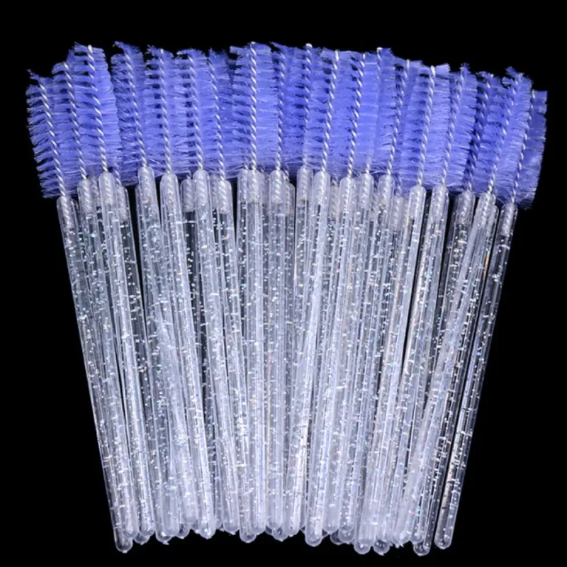 50Pcs/Pack Disposable Micro Eyelash Brushes Mascara Applicator Wand Brushes Comb Eye Lashes Brush Makeup Tools Gold Handle