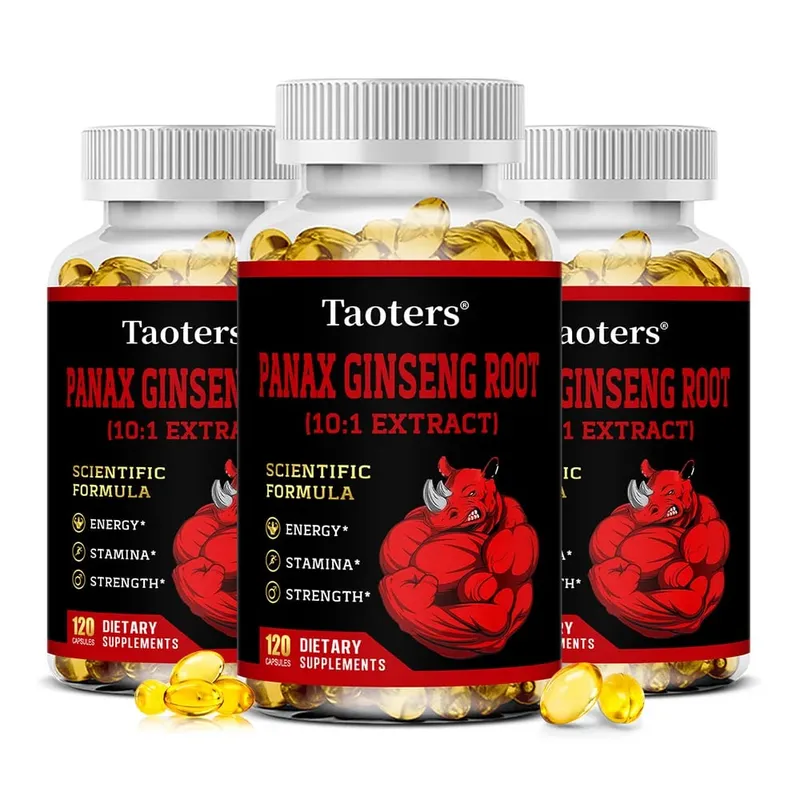 Panax Ginseng Root Capsules - Ashwagandha Extract Supplement Provides Energy Muscle Strength for Adults