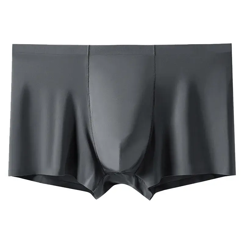Seamless Ice Silk Boxers Men Solid Color Male Underpants Ultra-thin Sexy Underwear Summer COOL Trunk Shorts