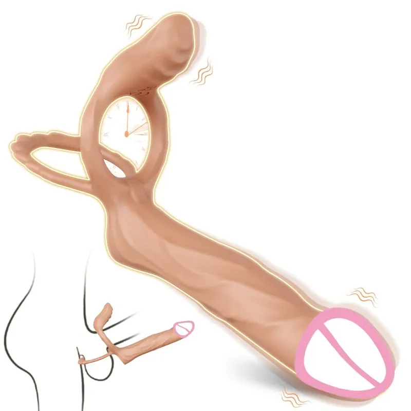 커플 페니스 링 정액 수탉 반지 음경 확대를위한 이중 침투 진동기 남성 성인을위한 지연 진동 섹스 토이
