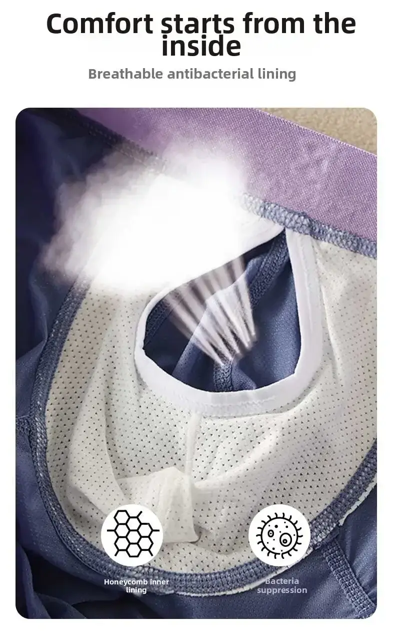 Summer Ice Silk Underwear Men's Quick Drying Boxer Shorts Lightweight Breathable Separable Side Opening Non Detachable Panties