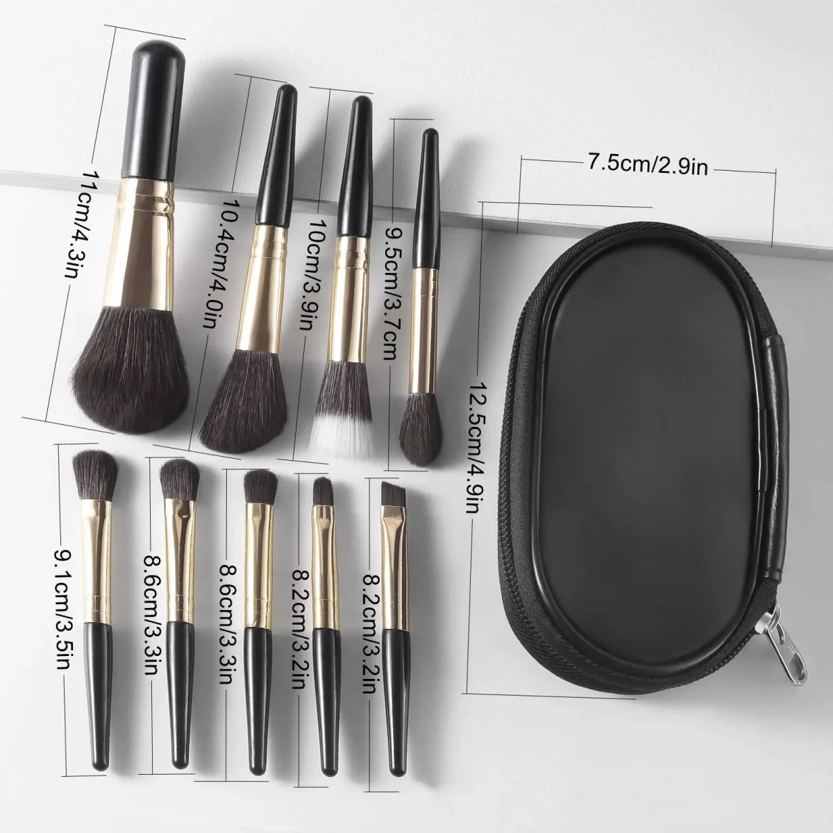 Makeup Brush Sets 9pcs Minimalist Portable With Storage Bag Portable Cosmetic Brushes For Making Up Supply — image 3