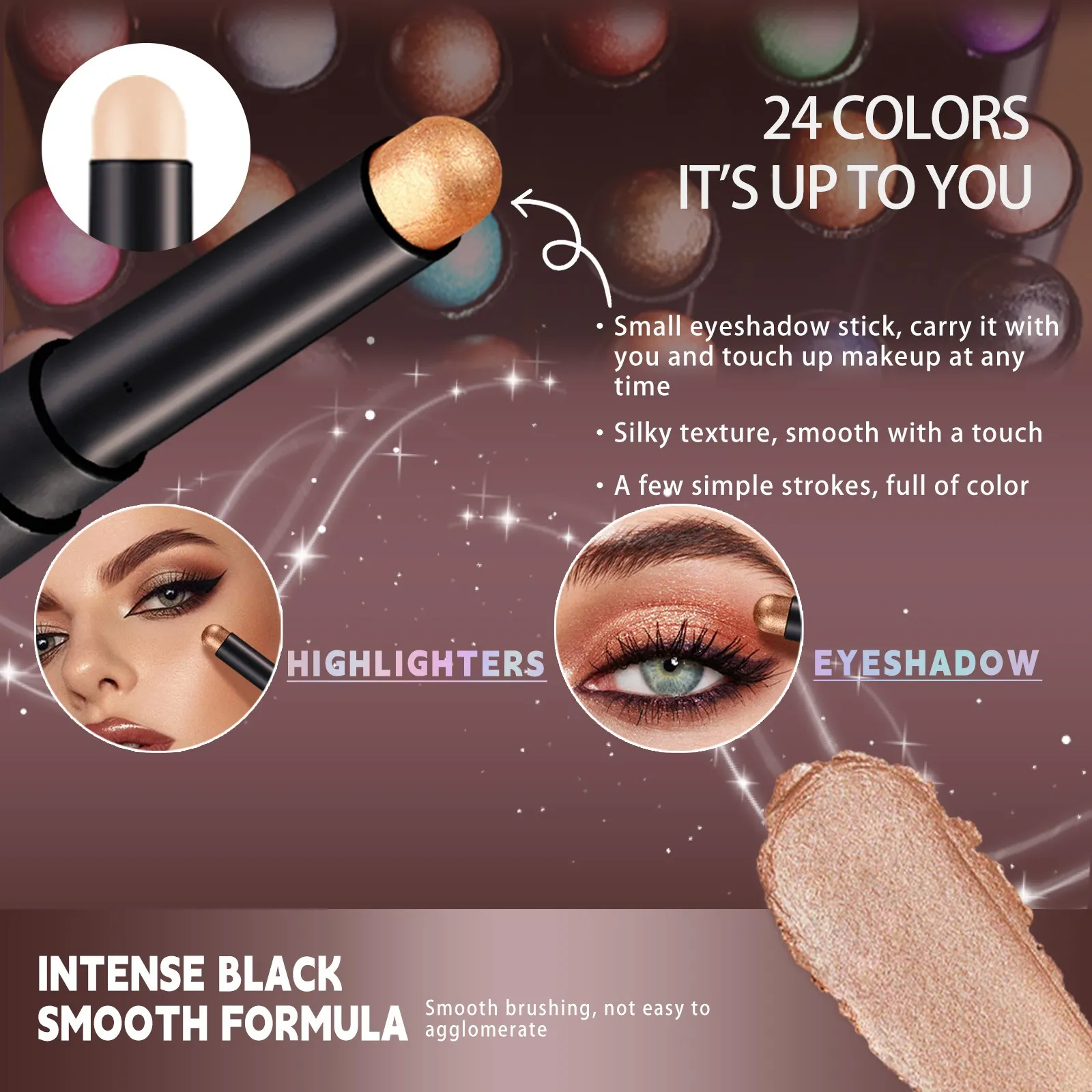 2 in 1 Eyeshadow Lipstick Stick Pencil Waterproof Glitter Brighten Matte Eye Shadow Makeup Pigment Eyeshadow Pen