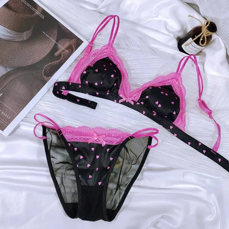 Classic French Bralette Without Underwire Elegant Lace Small Cup Lingerie Fashion Girl 3-Piece Bra Set with Soft Shaped Cup