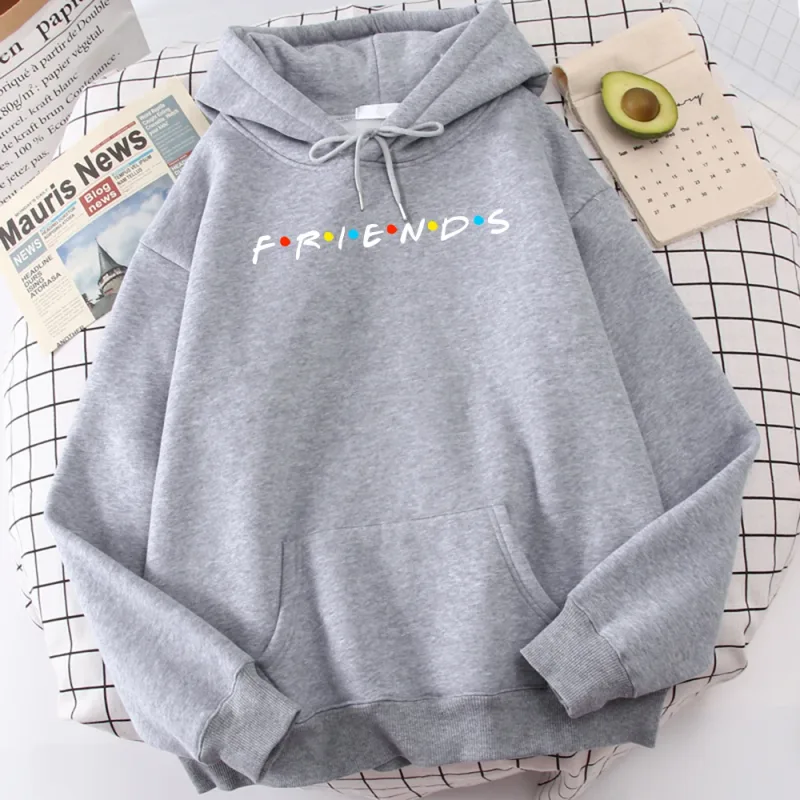 Sitcom Movie Friends Printed Mens Hoody Korean Fleece Sweatshirt Simple Crewneck Hooded Street Oversize Autumn Men's Clothes