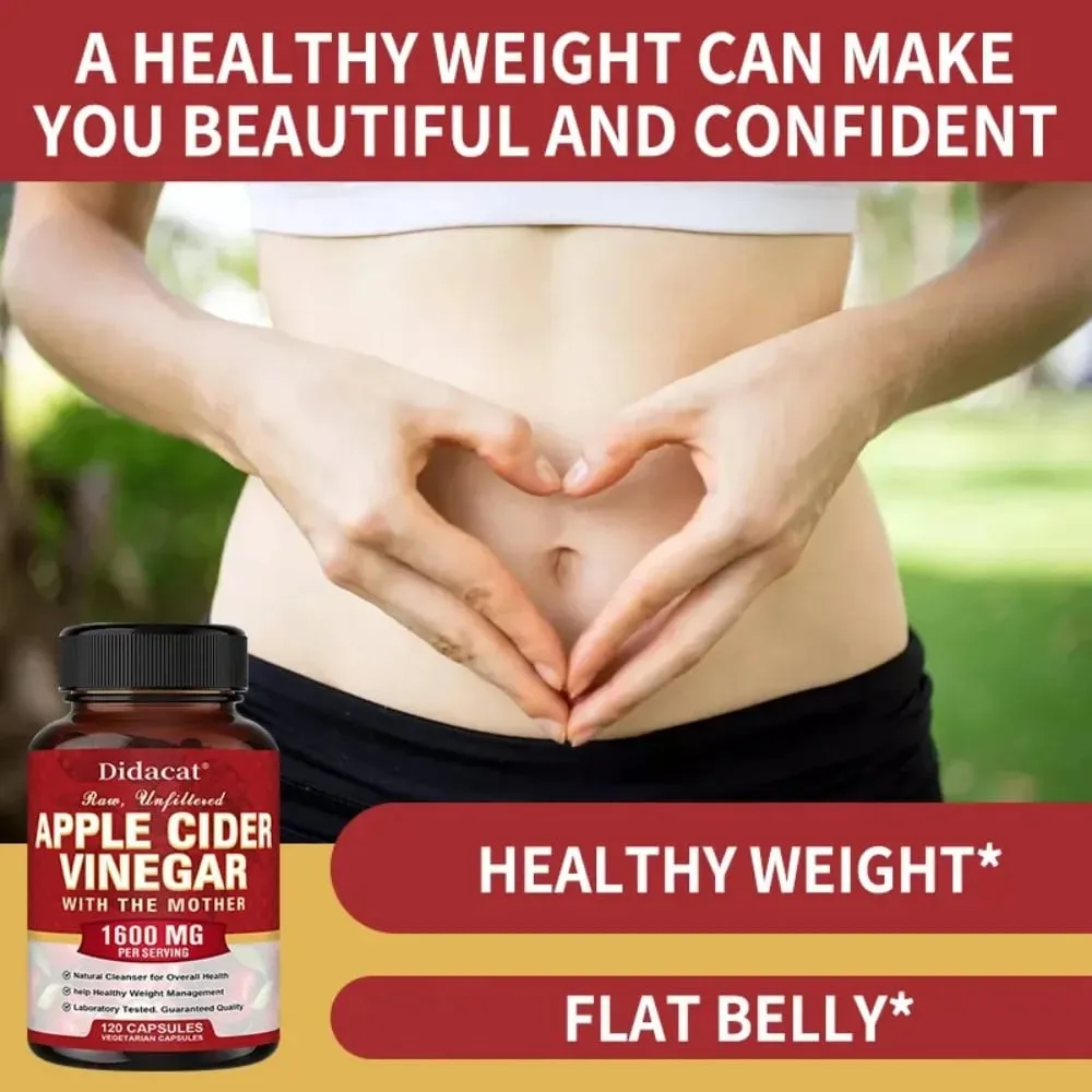 Apple Cider Vinegar Capsules Detoxify Relieve Bloating and Constipation Help Weight Management Promote Digestive Health — image 4