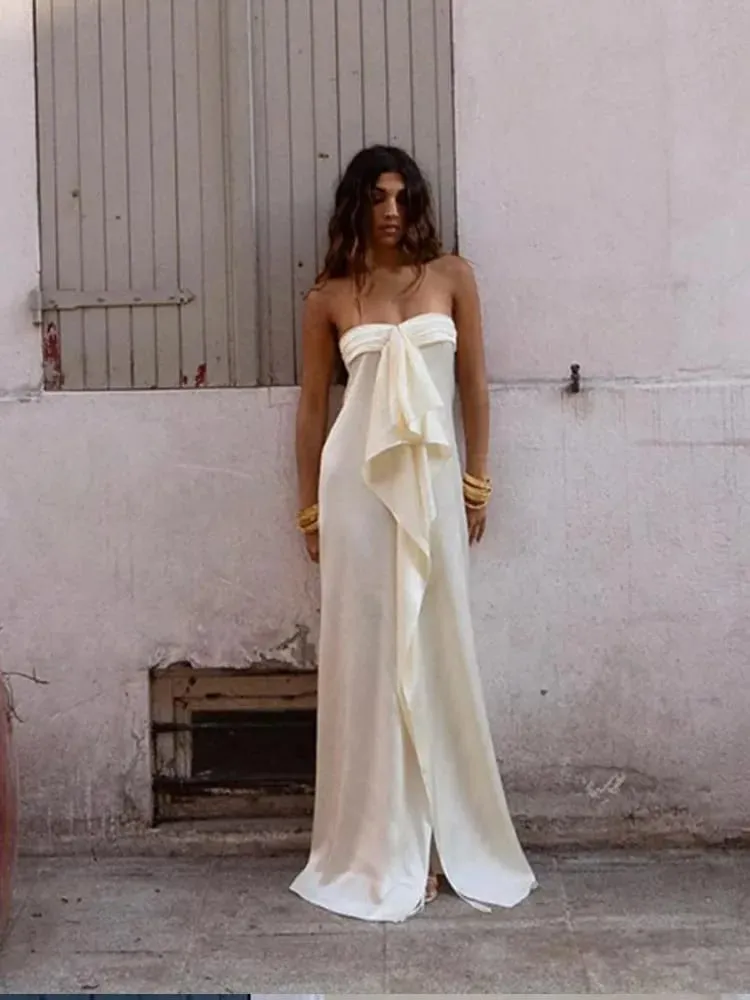 Abiti da sera lunghi in raso eleganti da donna Abiti maxi senza maniche senza schienale Abiti da festa solidi Mini abiti 2026 Abiti estivi dalla nuova signora