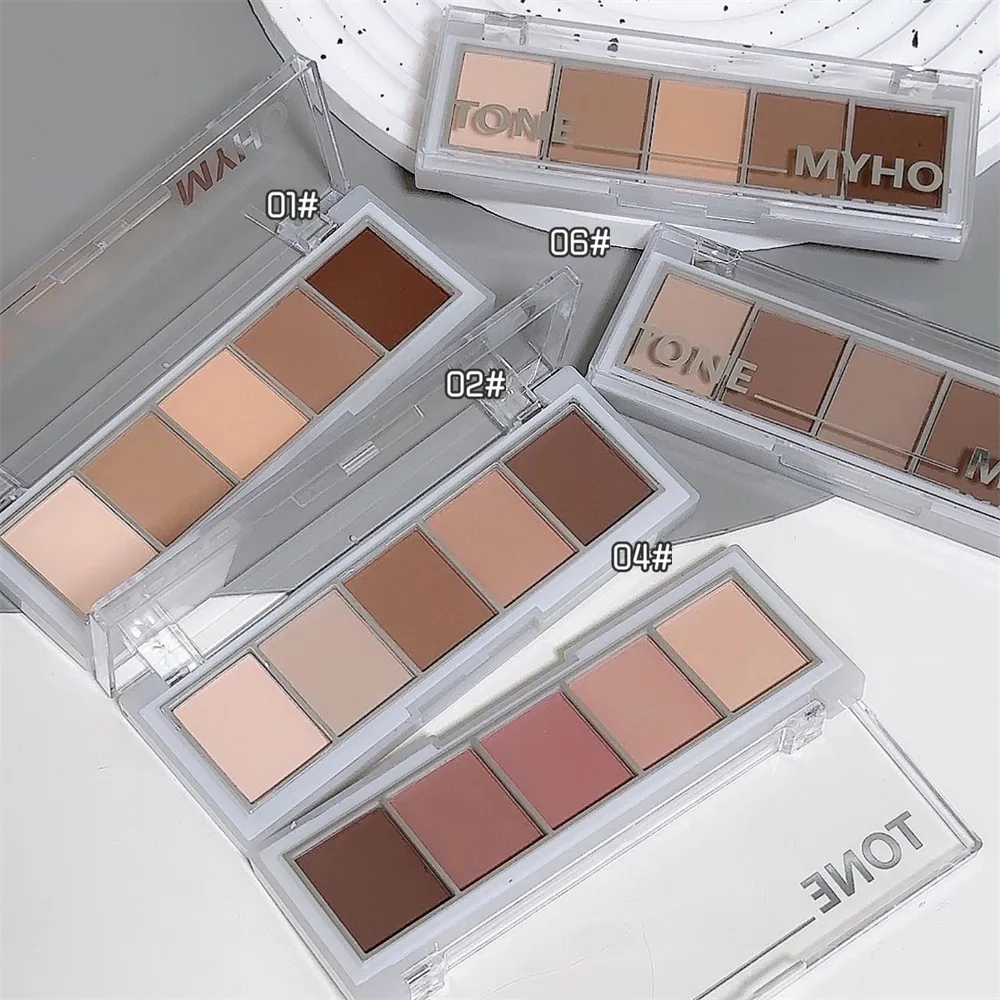 5-color Eyeshadow Palette Matte Natural Brown Portable Bronzers Cosmetic Contouring Shadow Earth Color Eye Shadow Makeup Palette