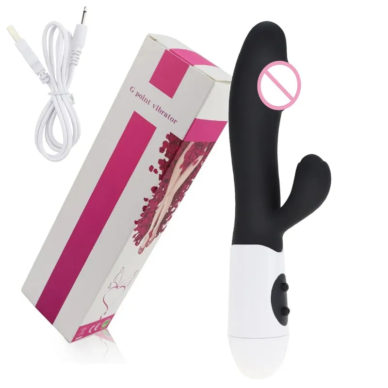 Realistic Rabbit Dildo Dual Vibrator G-Spot Clitoral Stimulation Massager Powerful Vibrating Vagina Masturbator Women's Sex Toy