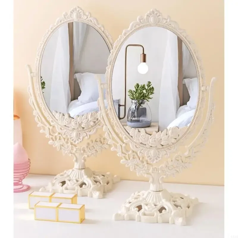 Q81B Retro Table Mirror Rotation Makeup Mirror Double Side Cosmetic Mirror