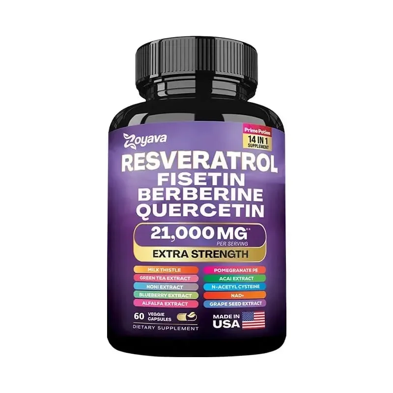 Resveratrol Extract Capsules - Benefits Immunity Antioxidants Cardiovascular Health Promotes Smooth Skin