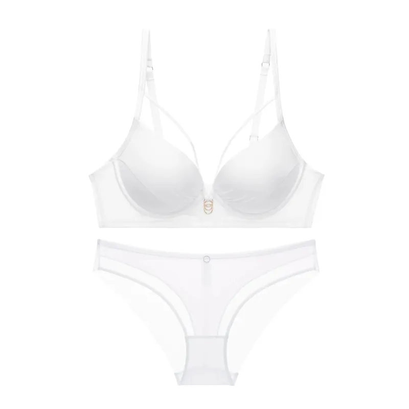 Skeleton Solid Color Plus Size CD Size Lingerie SuitPush Up Bra Set Adjustable Brassiere With Comfort Panties