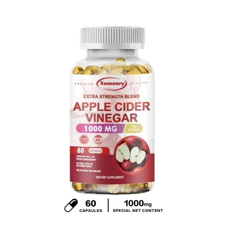 Apple Cider Vinegar Capsules - Fat Burning Detox Slimming Boosts Metabolism Healthy Weight Management