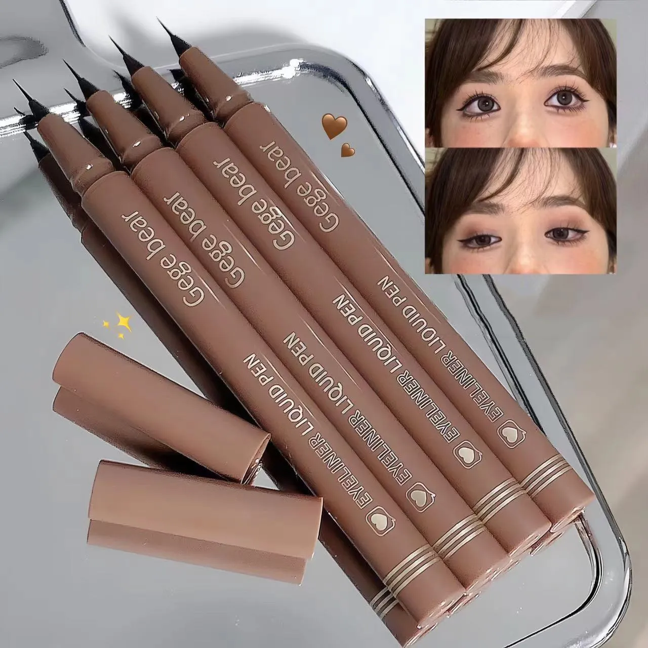 Gege Bear Liquid Eyeliner Pen Waterproof Smudge-proof Fast and Precise Makeup Quick and Smooth Drying Lower Eyelash Pen — image 5
