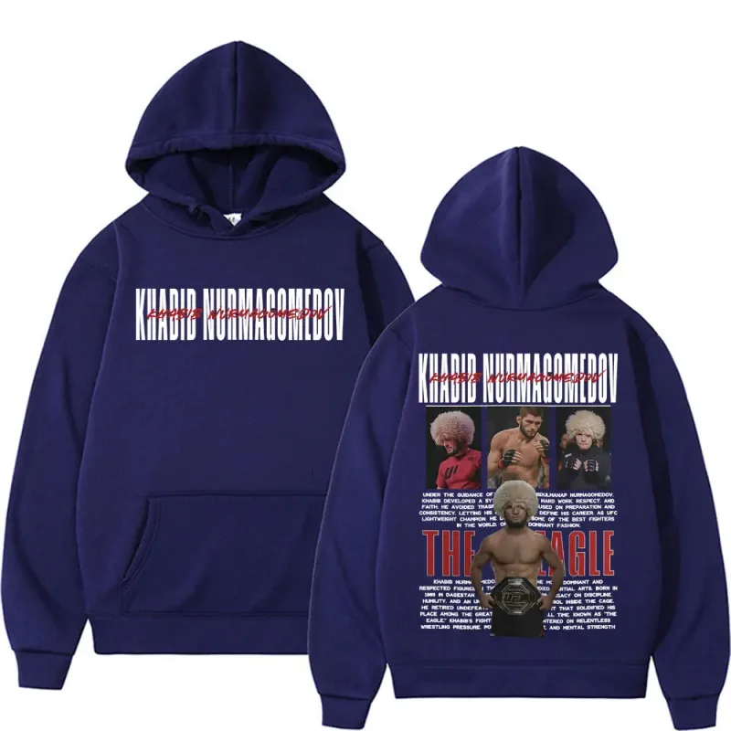 Khabib Nurmagomedov THE EAGLE Merch Sweatshirt Vêtements pour hommes Harajuku Classique Sweats à capuche surdimensionnés Polaire Sweat à capuche confortable de haute qualité