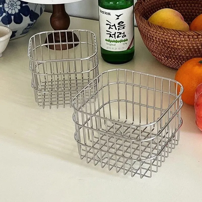 Stainless Steel Comestic Tools Storage Basket Multi-Purpose Makeup Brushes Skincare Tools Perfume Organizer Cosmetic Sorting Box