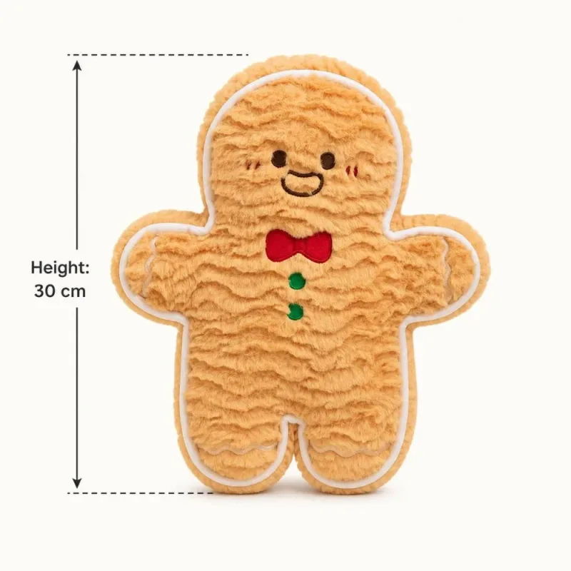 Cute Creative Shape Christmas Pillow Soft Stuffed Comfortable Gingerbread Man Cushion Seasonal Pattern Waist Cushion Home Decor