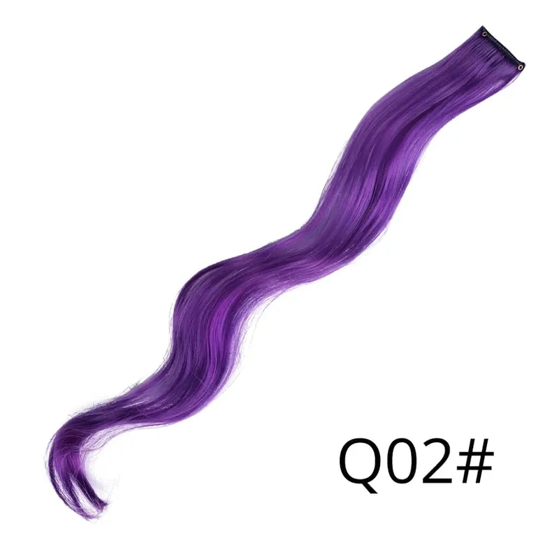 Synthetic Leeons Clip In one Pieces Hair Extensions Heat Resistant Hairpieces Rainbow Ombre Hair Extensions Fake Long Hair Women