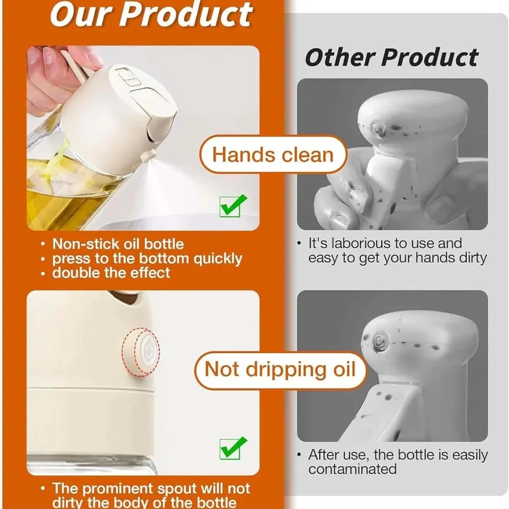1-4Pcs 500ml 2in1 Oil Sprayer Plastic Cooking Olive Oil Sprayer Baking Oil Spray for Kitchen Air Fryer Baking Salad Grilling BBQ