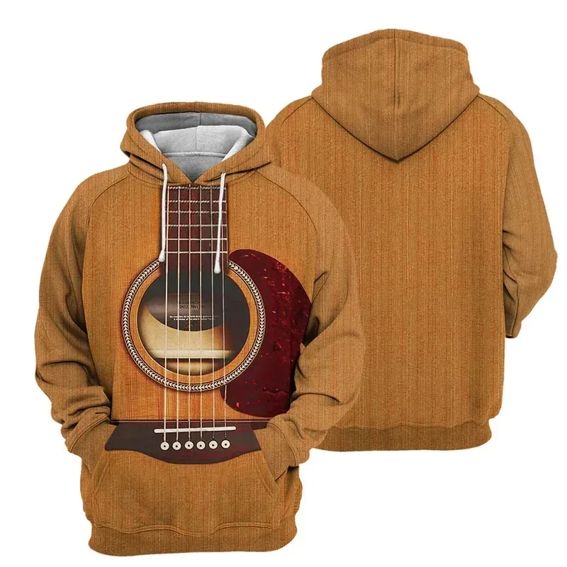 2024 Spring Autumn Men Women Hoodie Piano Guitar 3D Printed Pullover Fashion Long Sleeve Hooded Clothing Male Popular Streetwear