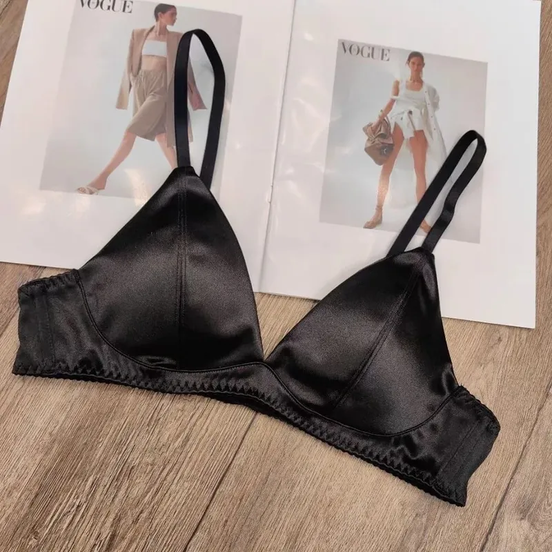 Women Sexy Underwear Triangular Cup Bra Set Small Chest Top Support Bra Comfortable Push Up Bra Breathable Seamless Underwear