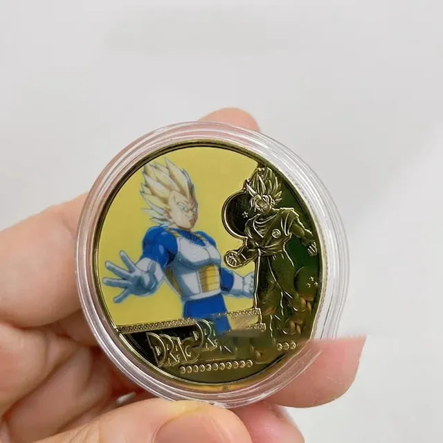 Dragon Ball Banhado A Ouro Moeda de Ouro Son Goku Vegeta Moedas Comemorativas Crianças Clássico Anime Periféricos Coleção Brinquedo Lembrança