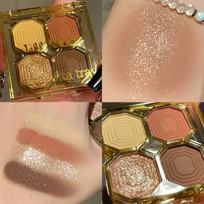 3/4 Colors Milk-Tea Eyeshadow Palette Professional Highlight Shimmer Brightening Long Lasting Eye Shadow Eye Makeup Eye Cosmetic