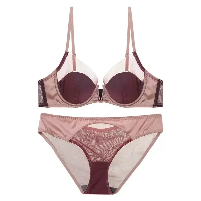 French Mesh Sexy Smooth Underwear Push-up Thin Cup Bra Soft Underwire Bra