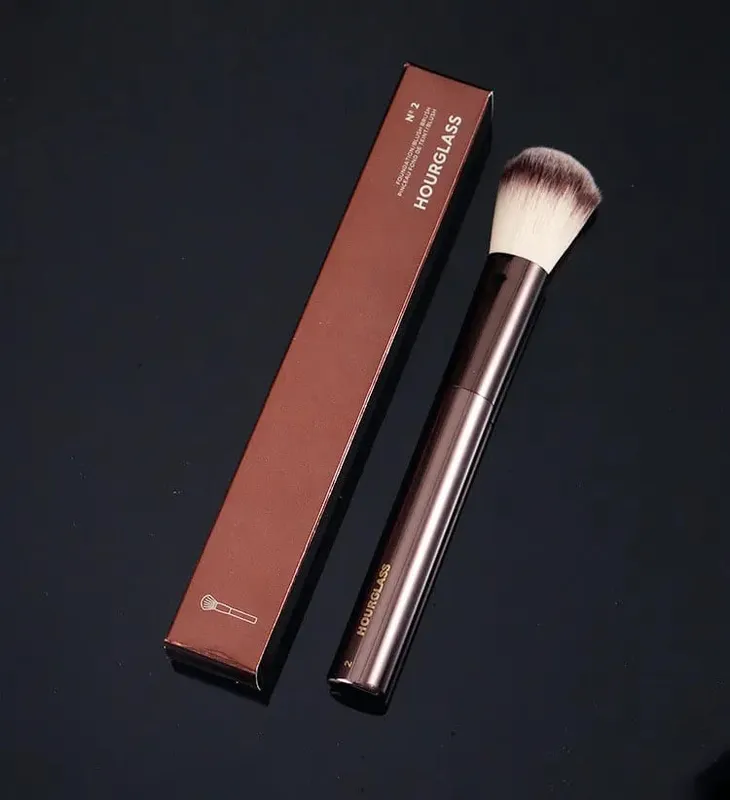 1pc Hourglass Powder Contour Makeup brushes Foundation Blusher Make up brush metal handle Concealer Bronzer high end with box