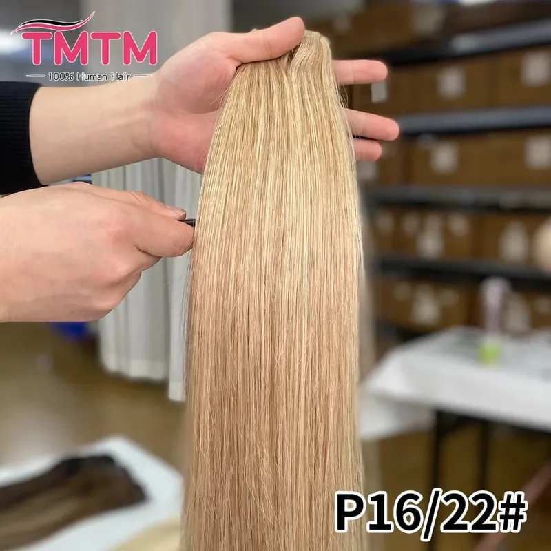 Straight PU Clip Ins Human Hair Extensions Black Brown Color 7 Pcs 110g/Set Seamless Invisible PU Weft For Women 100% Human Hair