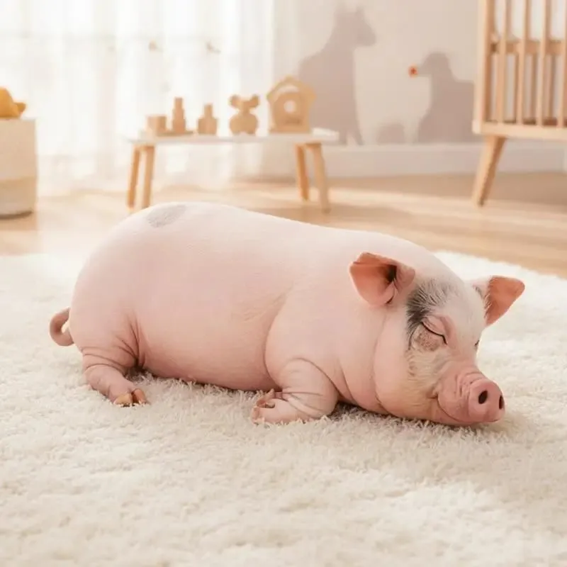 3D Realistic Pig Plush Pillow Super Soft Cozy Fabric Decorative Cushion for Couch Bed Bedroom Home Decor