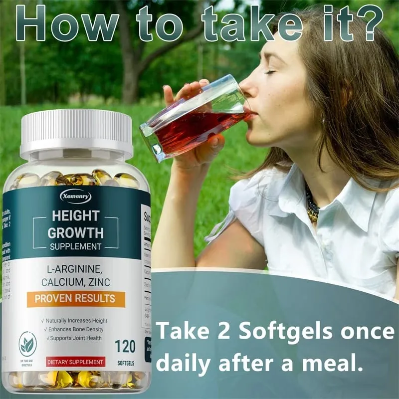 Height Growth Supplements - with Vitamins and Calcium Zinc Improves Bone Strength Promotes Growth and Improve Immunity