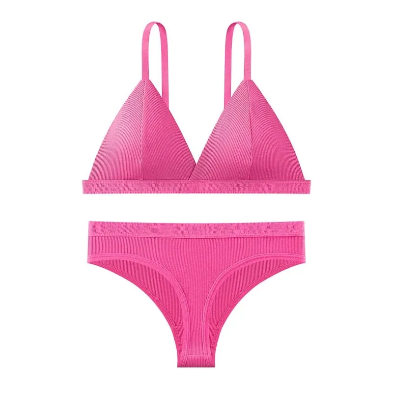 Seamless Bra and Panties Set Solid Color Bralette Thin Wireless Bras Low Waist Thong Sexy Lingerie Set Women's Underwear — image 10