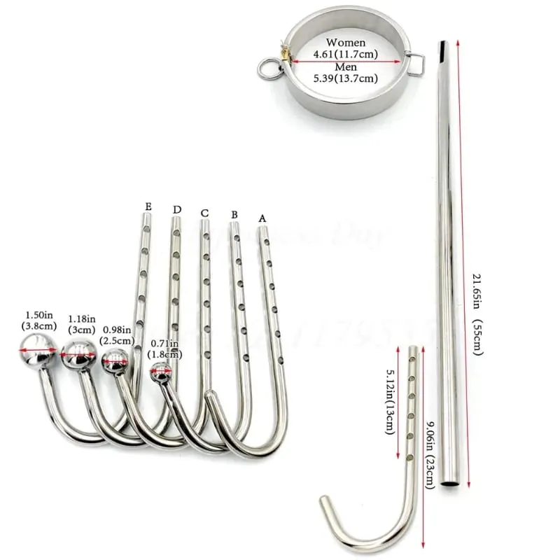 Lock Forced Collar Restraint Frame with Anal Hook Plug Stainless Steel BDSM Bondage Collar SM Sex Toy for Couple Adult Game