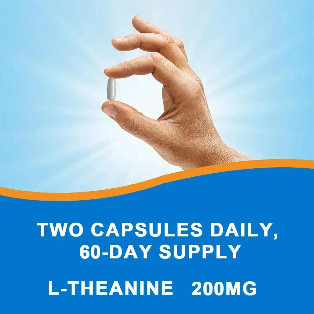 L-Theanine 200 Mg Extra Strength Theanine Supplement – ​​Focus and Relaxation Support Improved Sleep Non-GMO and Gluten-Free