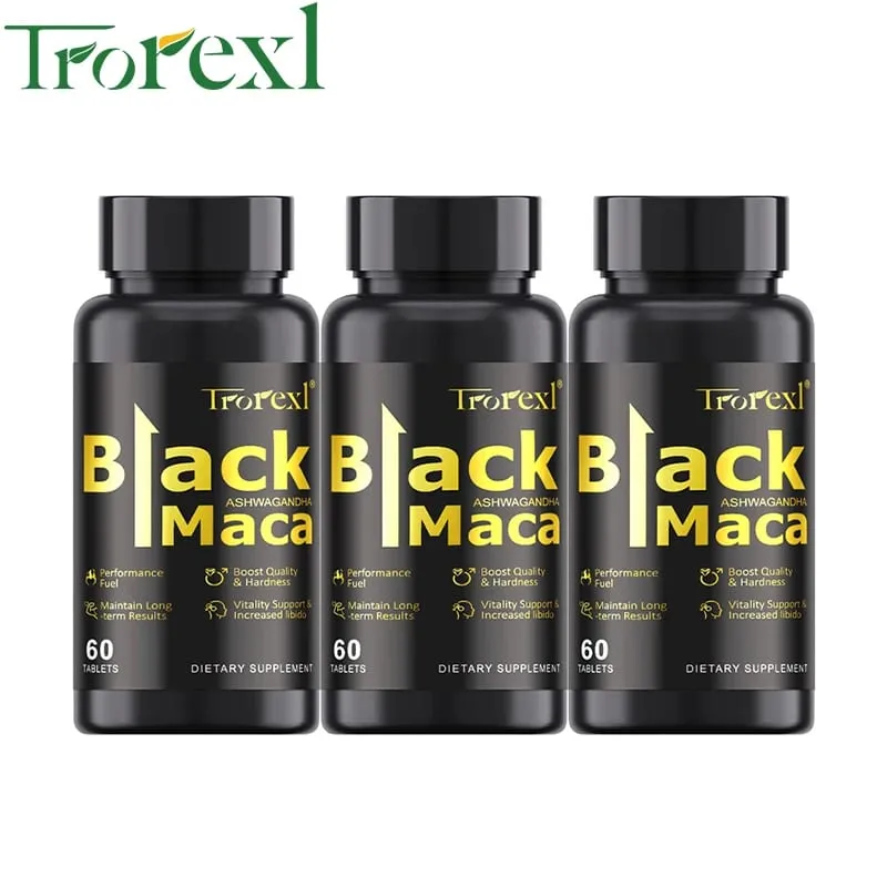 Organic Black Maca Pills 60 Tablets Men Enhancing Supplement Improve Size Endurance Promotes Healthy Energy