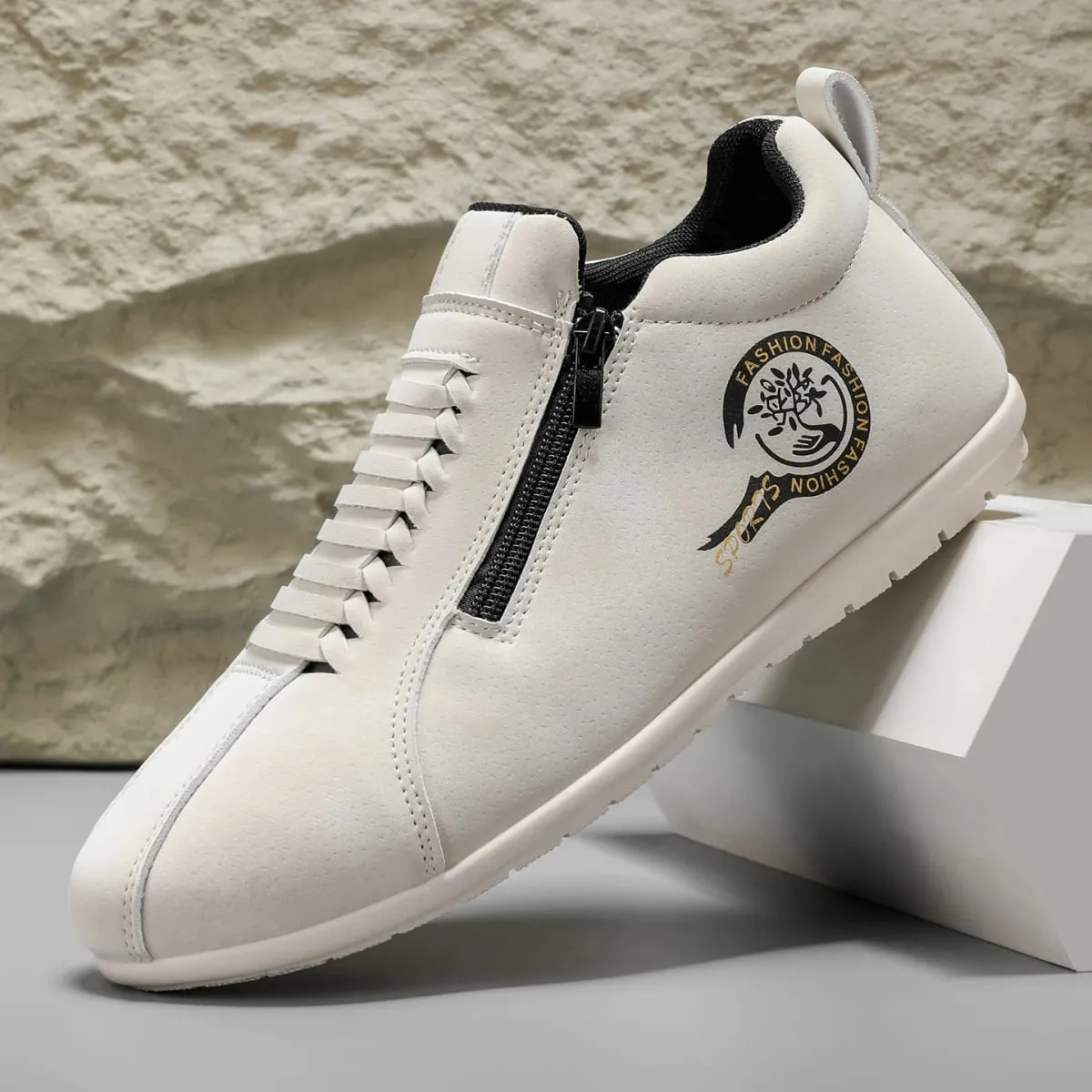 Low-Top Men's Versatile Comfortable Zippered Shoes for Outdoor Hiking and Casual Sports.
