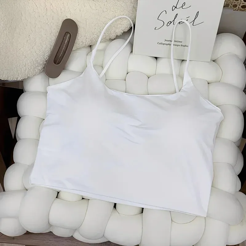 Summer Bra Top Gym Women Ice Silk Crop Seamless Tube Tops Camisole Underwear Korean Fashion Solid Padded Bralette Vest Naked — image 11