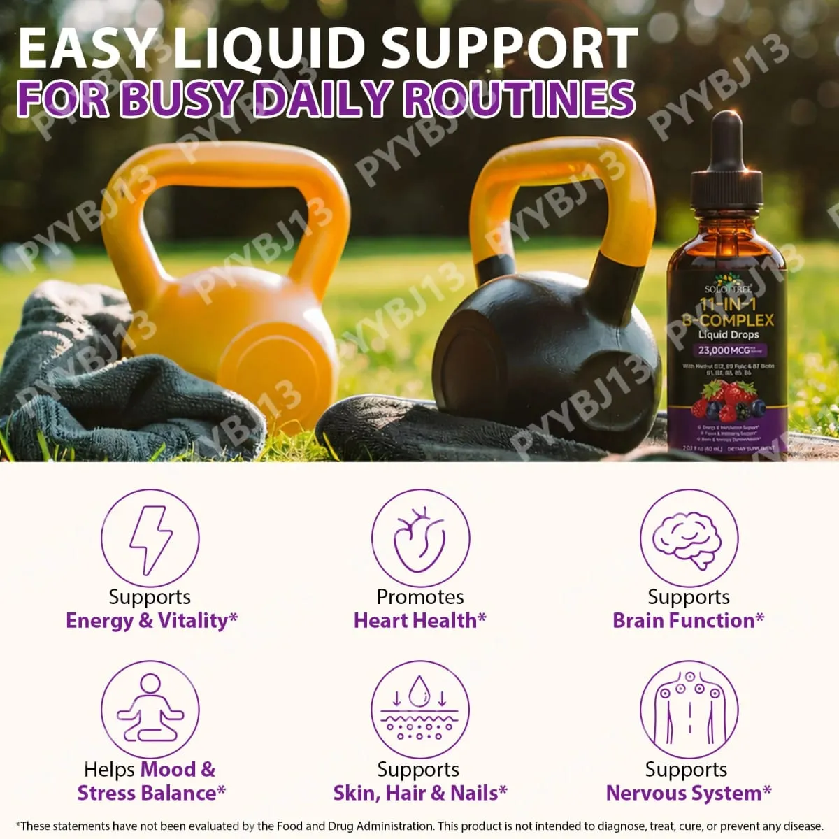 11-in-1-Vitamin-B-Komplex-Tropfen, 23000 mcg, Vitamin-B-Flüssigkeitsergänzung zum Einnehmen für Energie, tägliche Wellness-Unterstützung, 30 ml