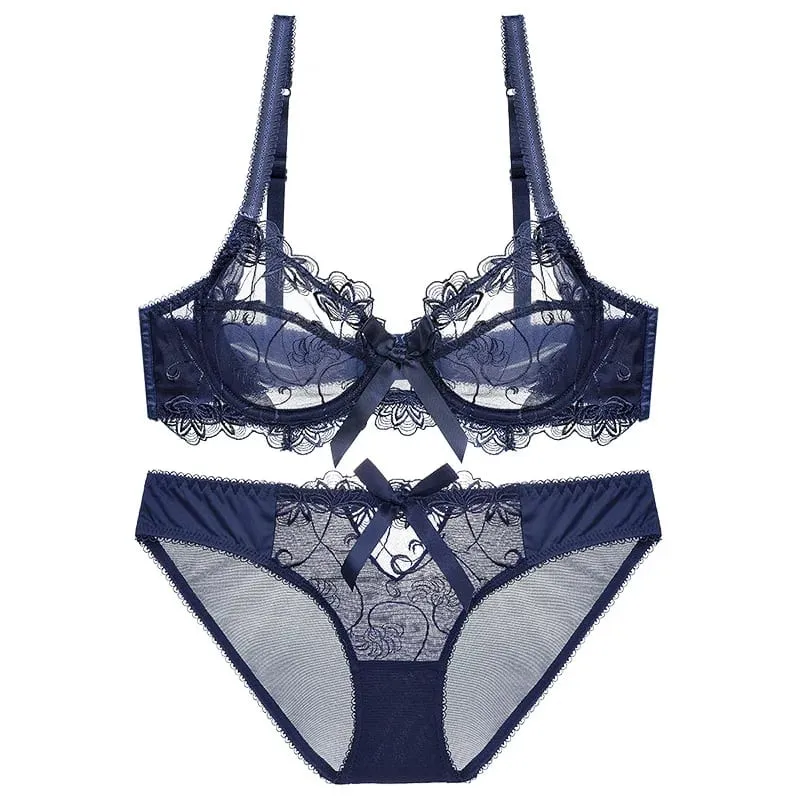 Sheer Non Padded Bralette for Small Boobs Ultra Thin Adjustable Lace Bra Sexy Halterneck Lingerie Set for Women BANERDANNI