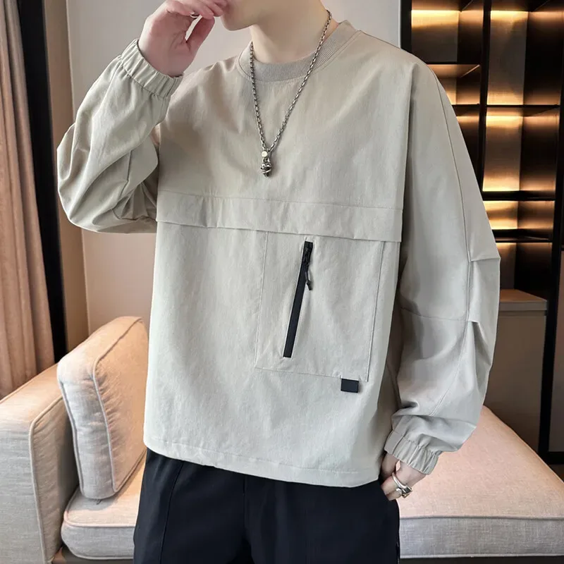 Casual Men's Lightweight And Breathable Pullovers Spring Summer Nylon Pull On Hoodies Streetwear Solid Top Sweatshirts Clothing